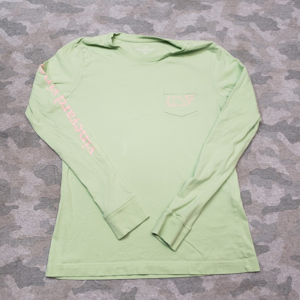 Vineyard Vines Top Womens Small Green Pullover Long Sleeve Pocket